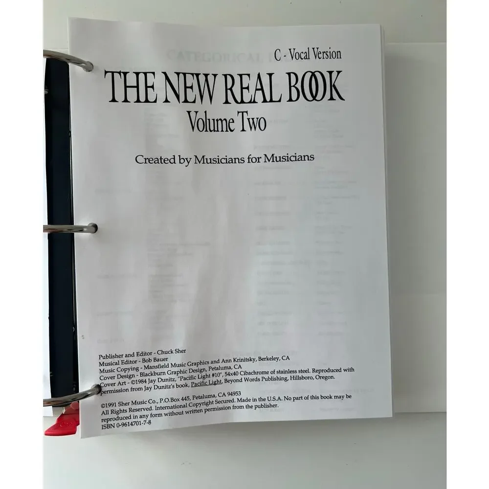 The New Real Book Volumes II and III in 3 Ring Binders Excellent Condition